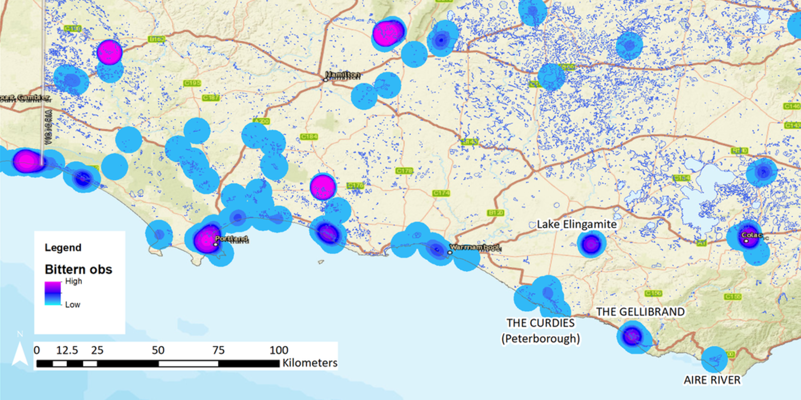 Bitterns on Farms  Heytesbury project area Source: Birdlife Australia