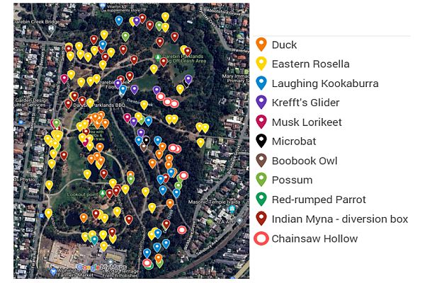 Darebin Parklands monitoring with species records